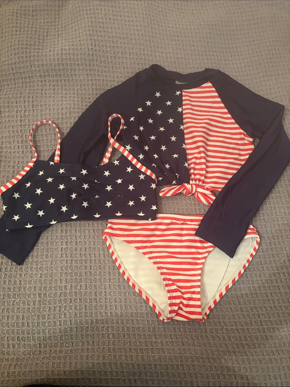 art class Navy, Red & White Star-Stripe 3-Piece Swim Set sz xs (4/5)
